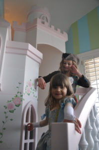 Braun Castle Bunk Bed, Pink Trim, Hand Painted, Princess Castle Bed, Princess Castle Bunk Bed, Princess Bed, Princess Bedroom