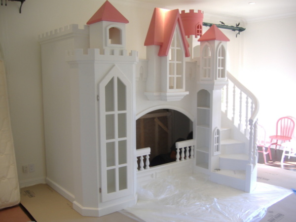 Princess Castle Bunk Bed with Curved Staircase