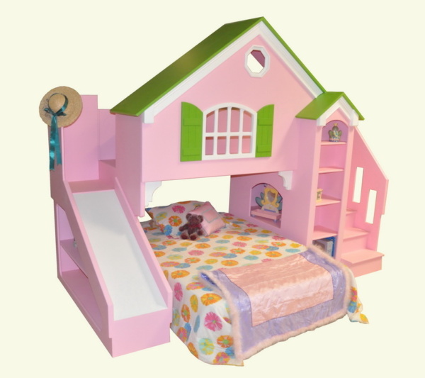Dollhouse Bunk Bed w/Optional Slide and Stairs