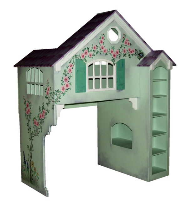 Green Dollhouse Bunk Bed w/Green Shutters