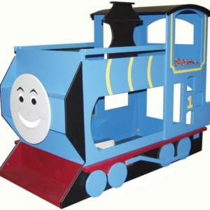 Blue Train Bunk Bed w/Smiley Face
