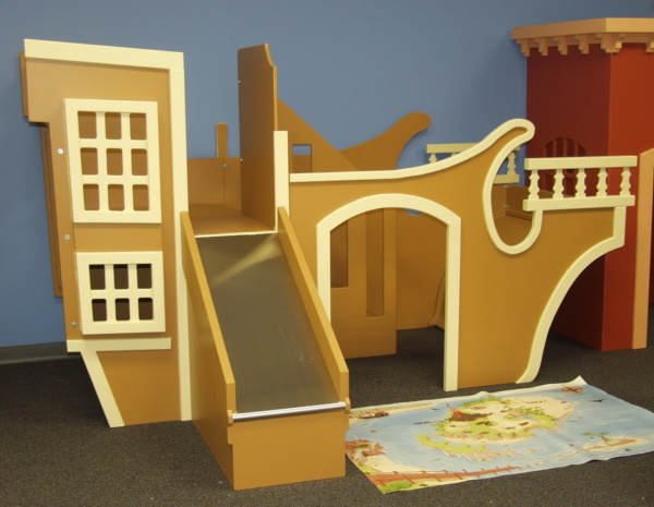 Pirate Ship Indoor Playhouse w' Slide & Stairs