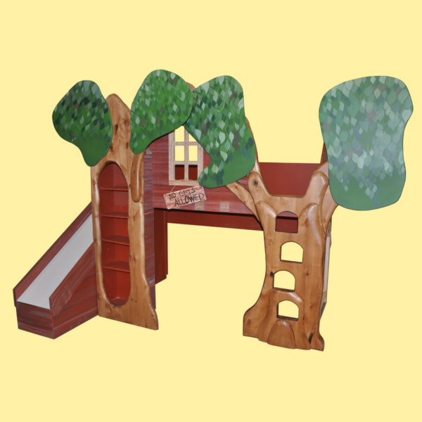 Treehouse Bunk Bed Playhouse with Slide