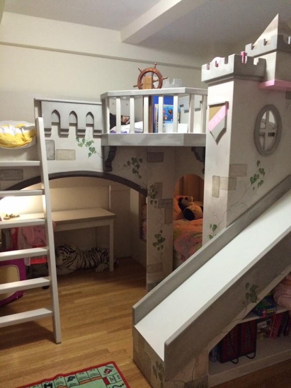 Hand Painted Castle Bunk Bed for Four Beds