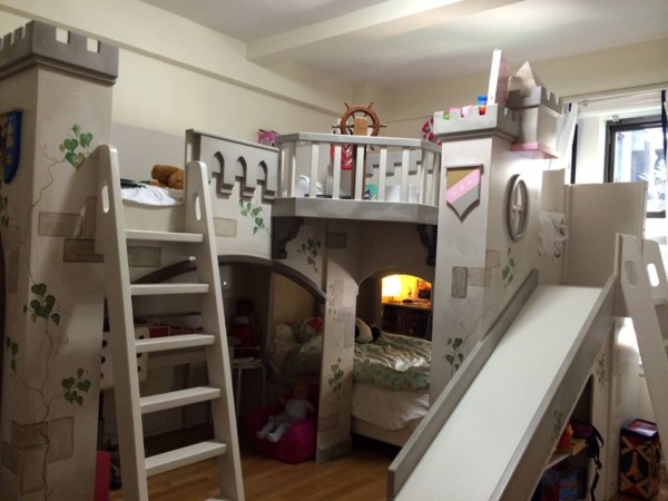 Hand Painted Castle Bunk Bed for Four Beds