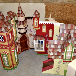 Custom indoor village playhouse for a waiting room.