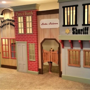 Old West Storefront with Bank, Saloon, Sheriffs Office and General Store.