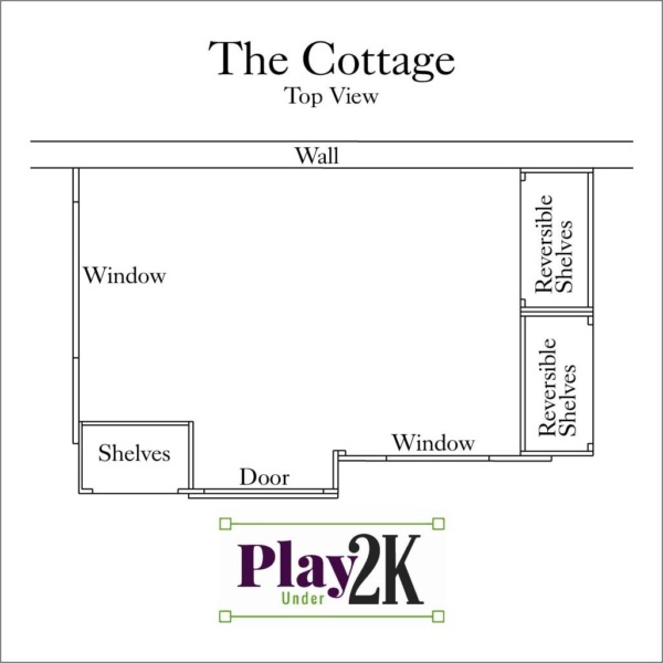 Indoor Cottage Playhouse, Kids Playhouse, Under Two Thousand Dollars, Reversible Shelves