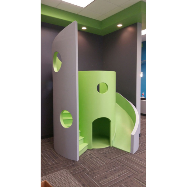 Curved Modern Indoor Playhouse with Slide and Stairs