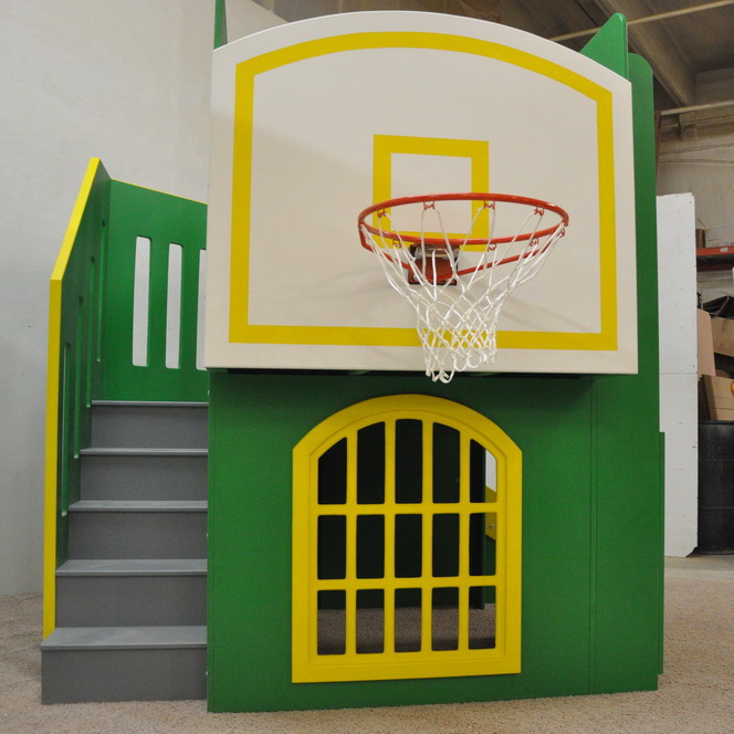 Johnson Basketball Playhouse, Bunk Bed With Basketball Hoop And Slide